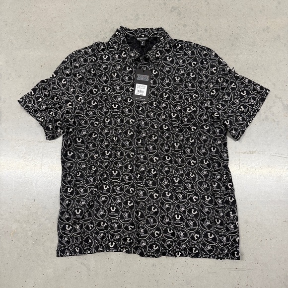 True Religion Black Patterned Logo Men's Shirt - Picture 1 of 3